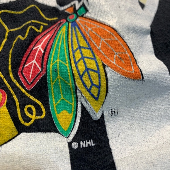 💛 Vintage Chicago Blackhawks Graphic Tee – “All Work No Play” – L/XL - Picture 7 of 8